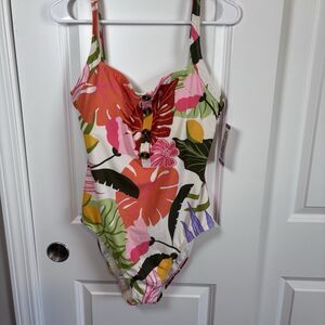 Social Standard by Sanctuary Tropical One Piece Swimsuit size Xlarge beach NWT
